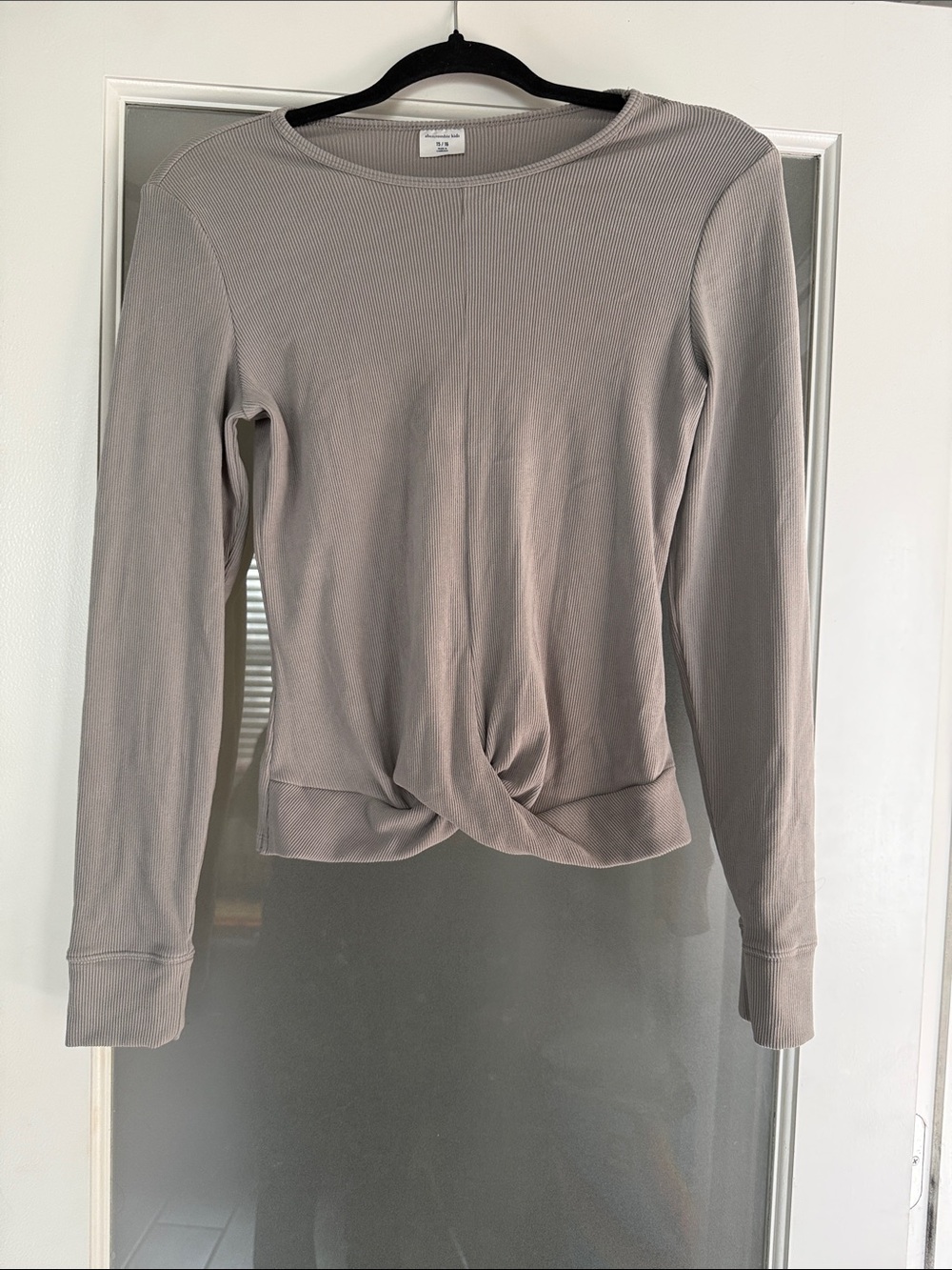 abercrombie kids Long-Sleeve Twist Hem Top - Taupe